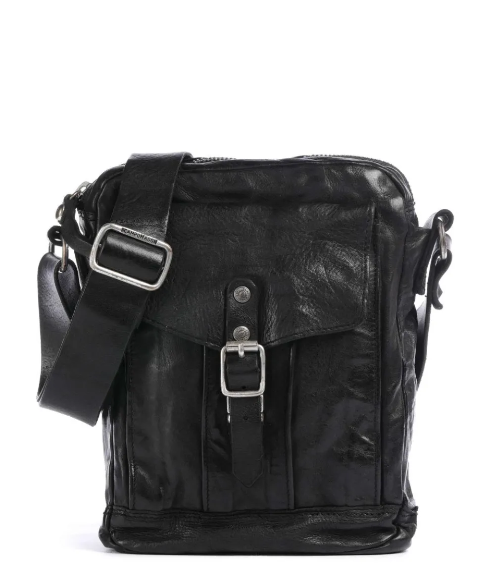 Crossbody bag fine grain cow leather black