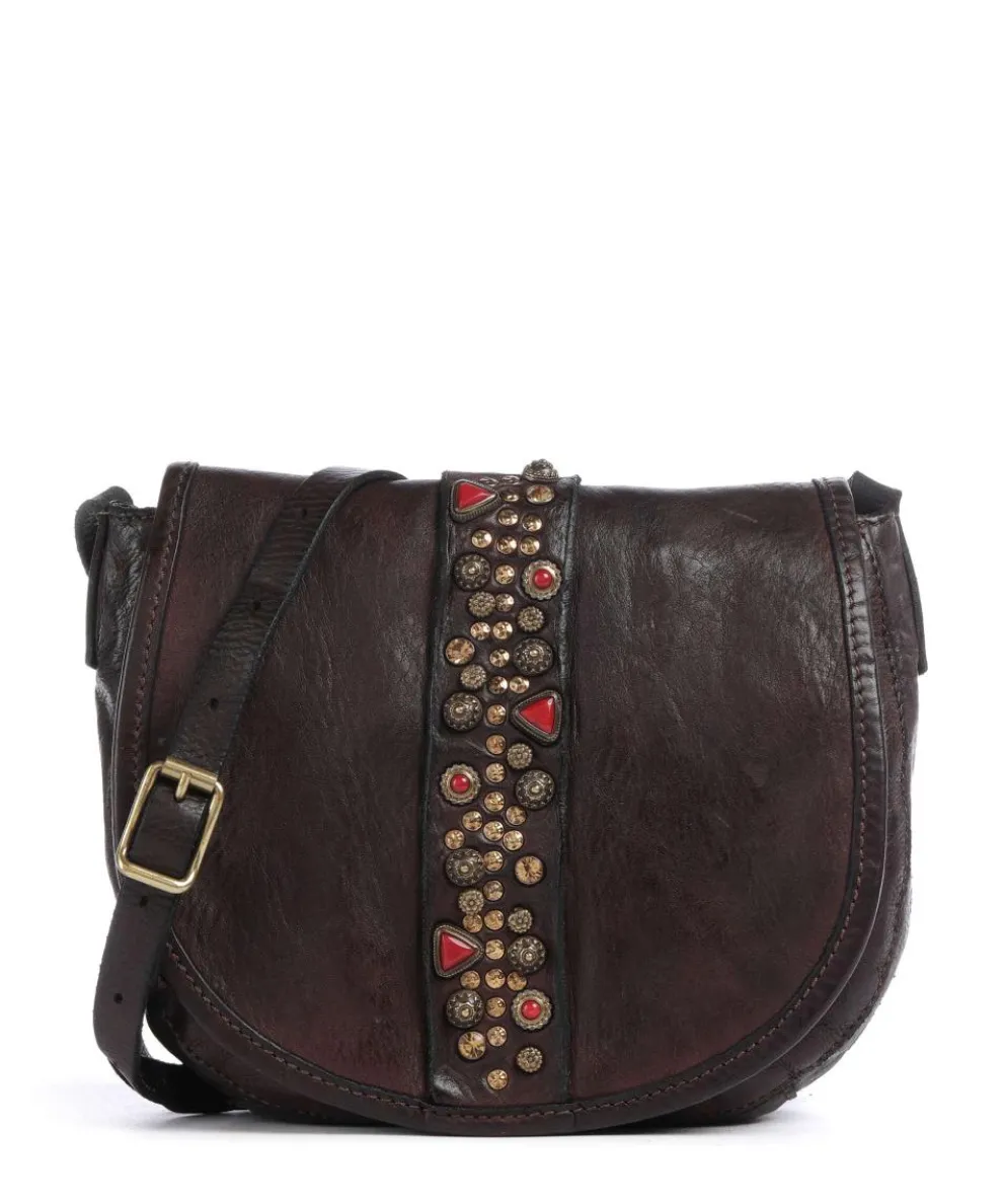 Crossbody bag fine grain cow leather dark brown