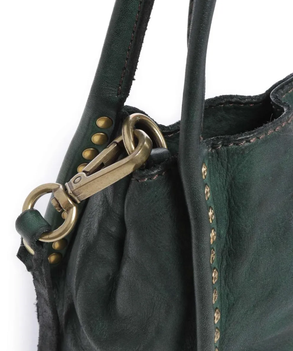 Crossbody bag fine grain cow leather dark green