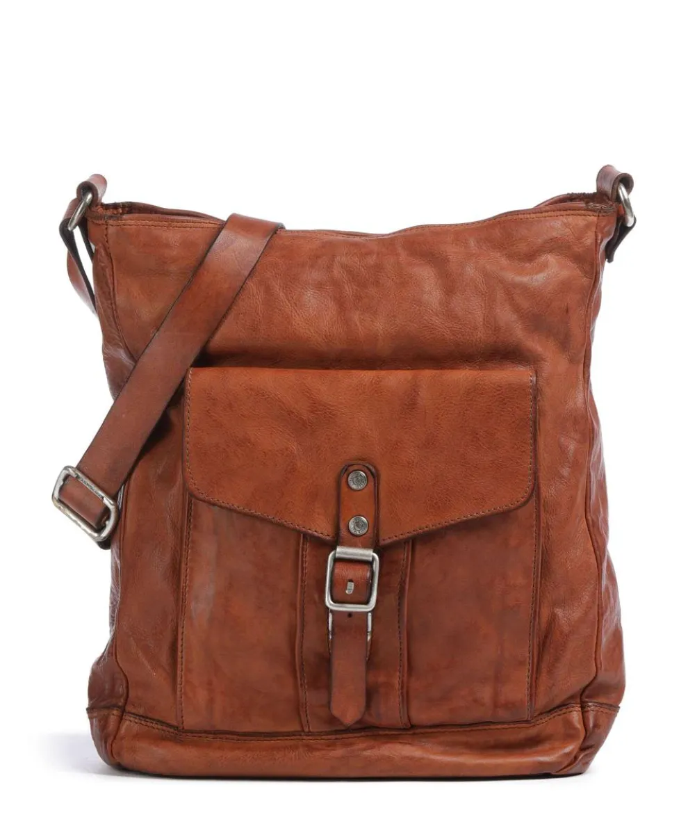 Crossbody bag fine grain cow leather cognac