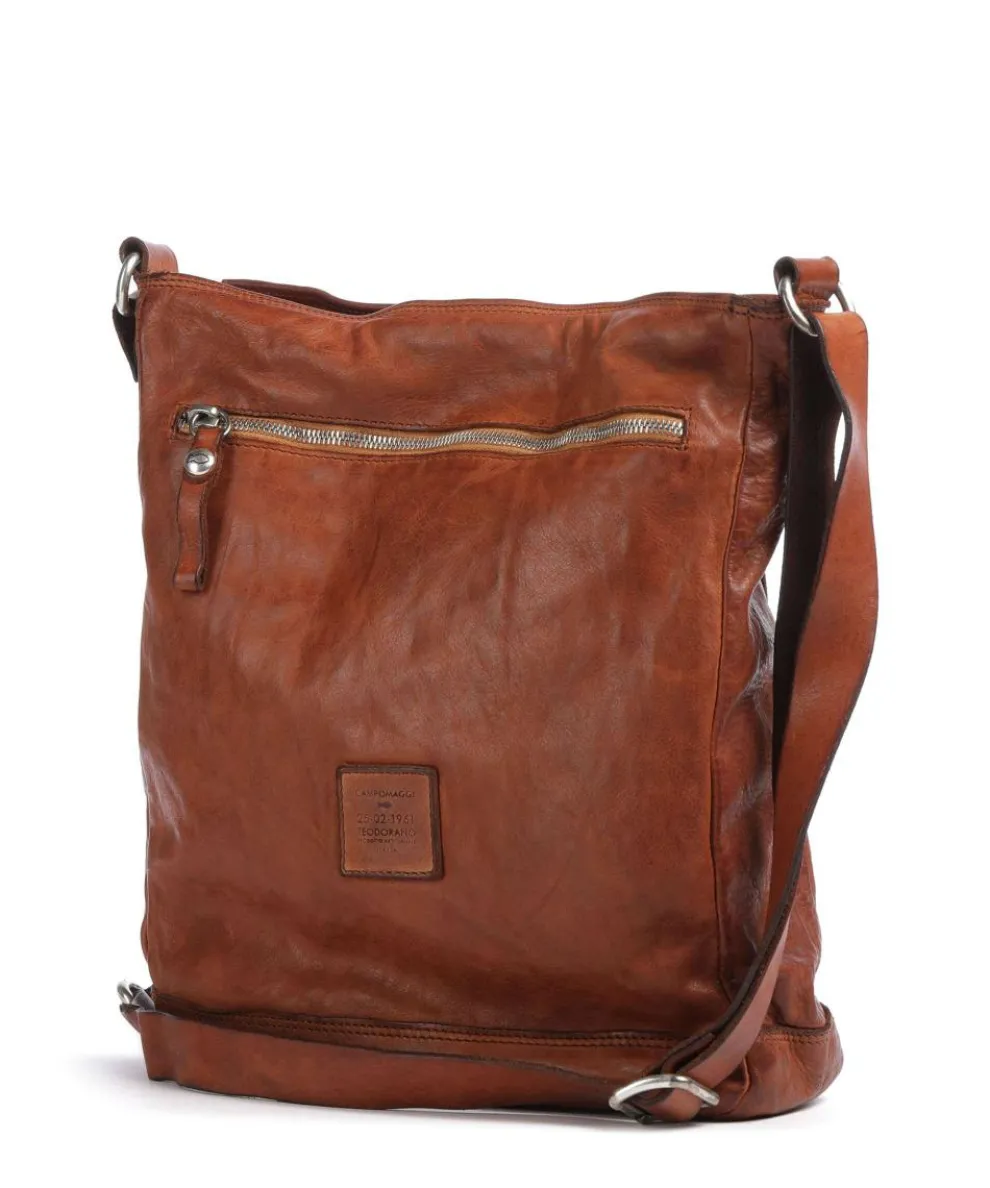 Crossbody bag fine grain cow leather cognac