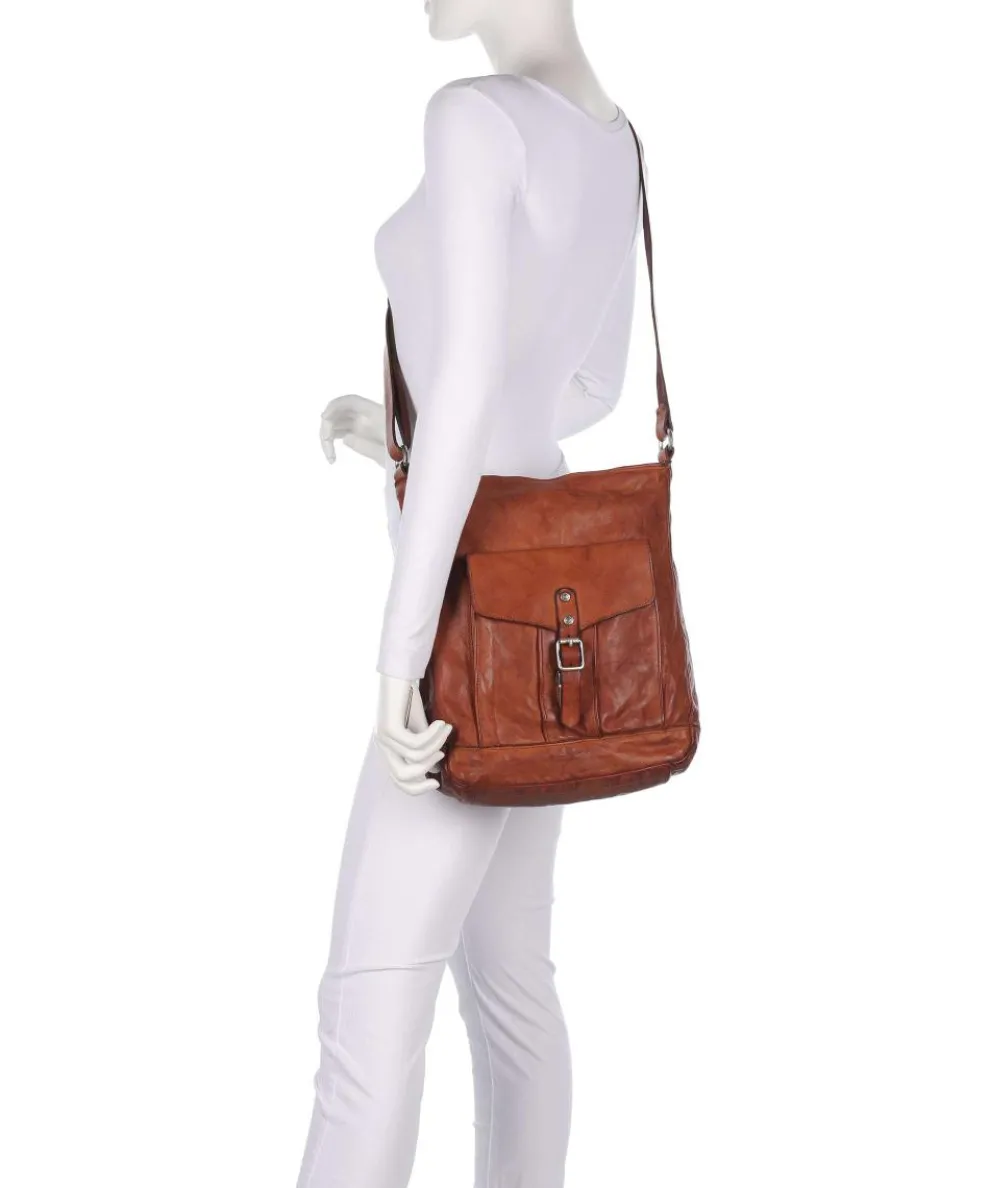 Crossbody bag fine grain cow leather cognac