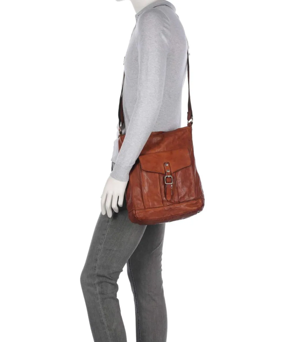 Crossbody bag fine grain cow leather cognac