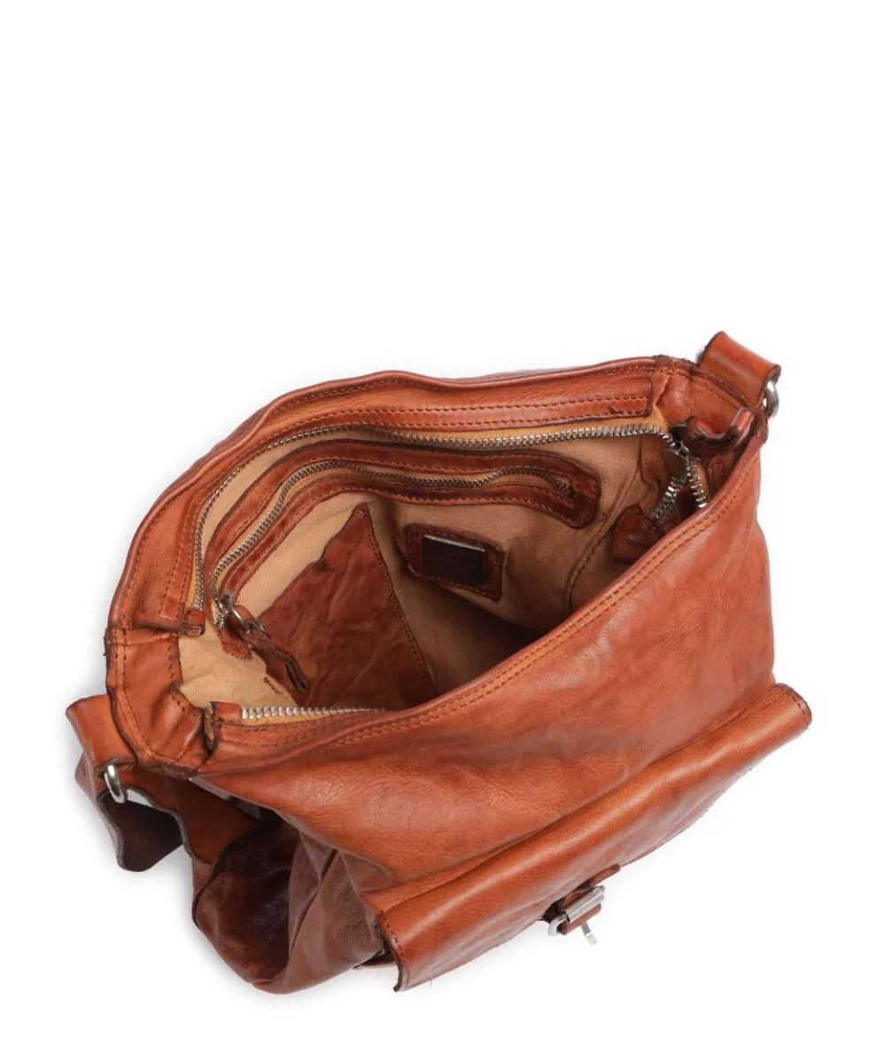 Crossbody bag fine grain cow leather cognac