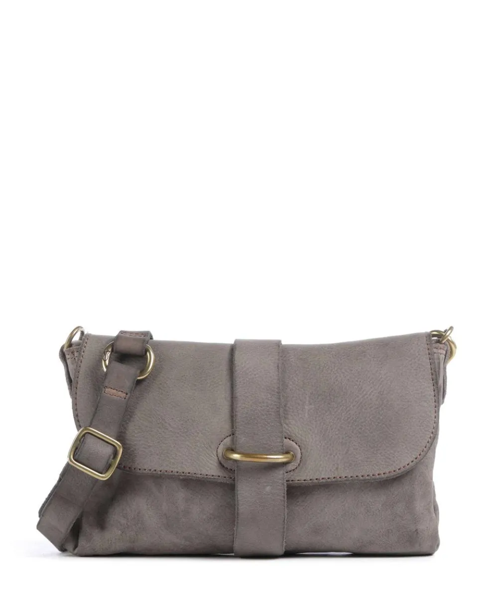 Crossbody bag fine grain cow leather grey