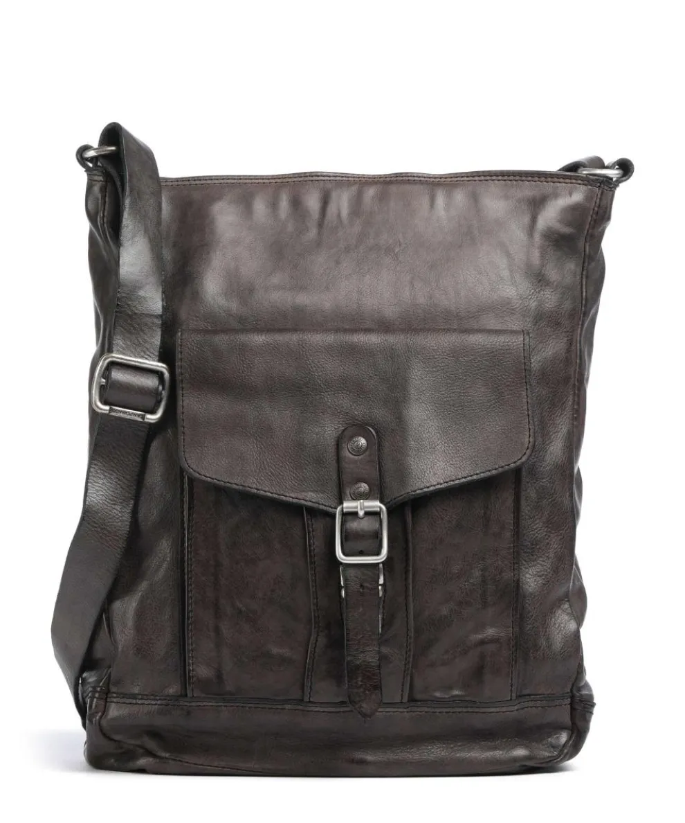 Crossbody bag fine grain cow leather dark brown