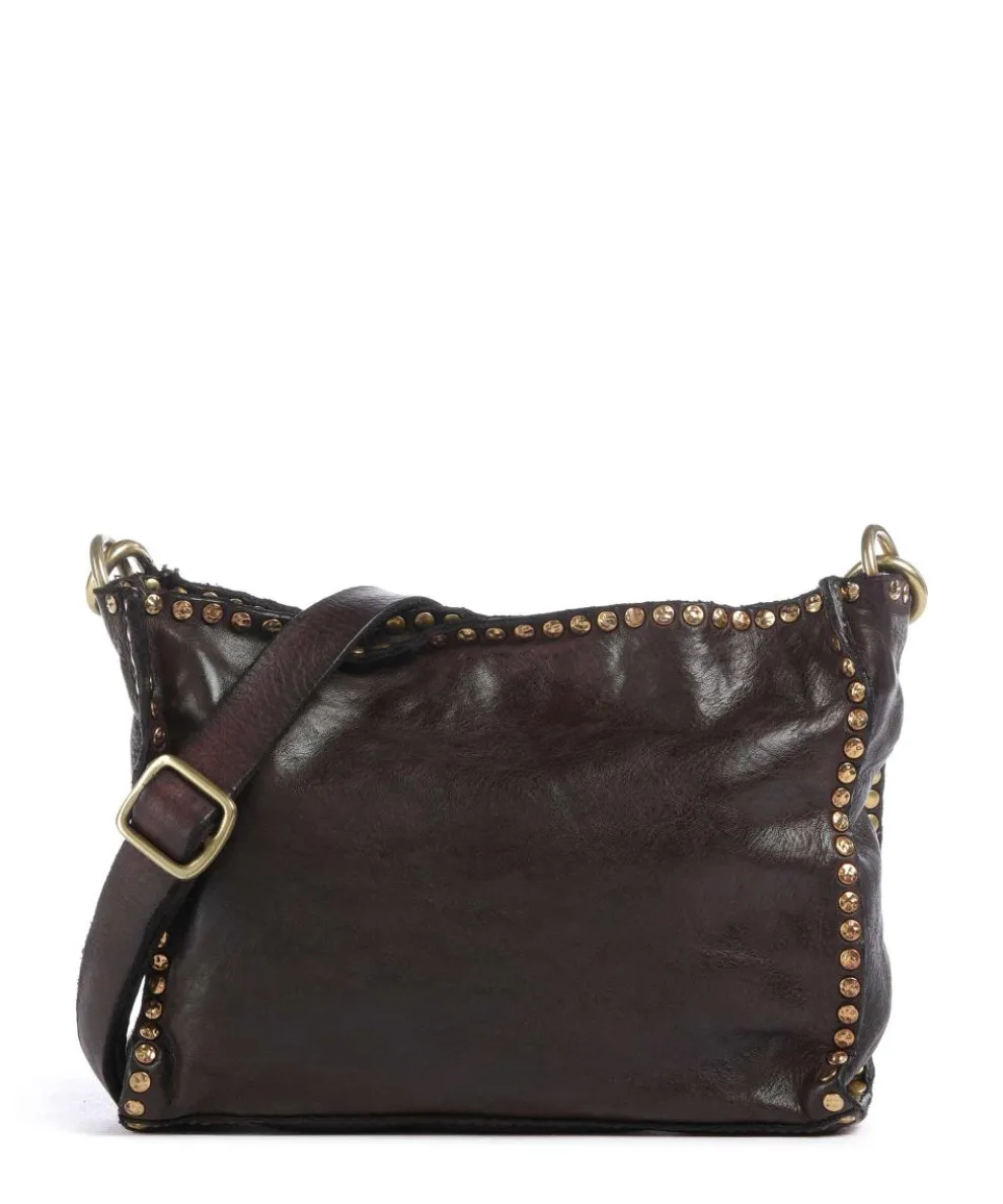 Crossbody bag fine grain cow leather dark brown