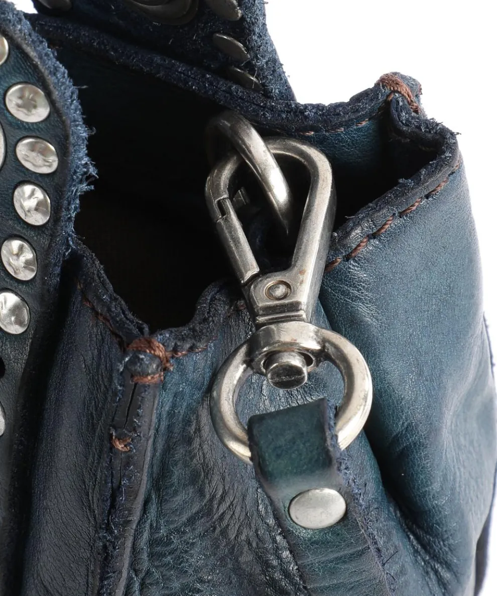 Crossbody bag fine grain cow leather dark blue