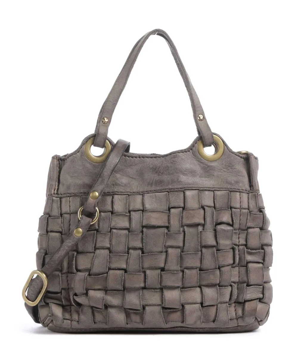 Crossbody bag fine grain cow leather grey