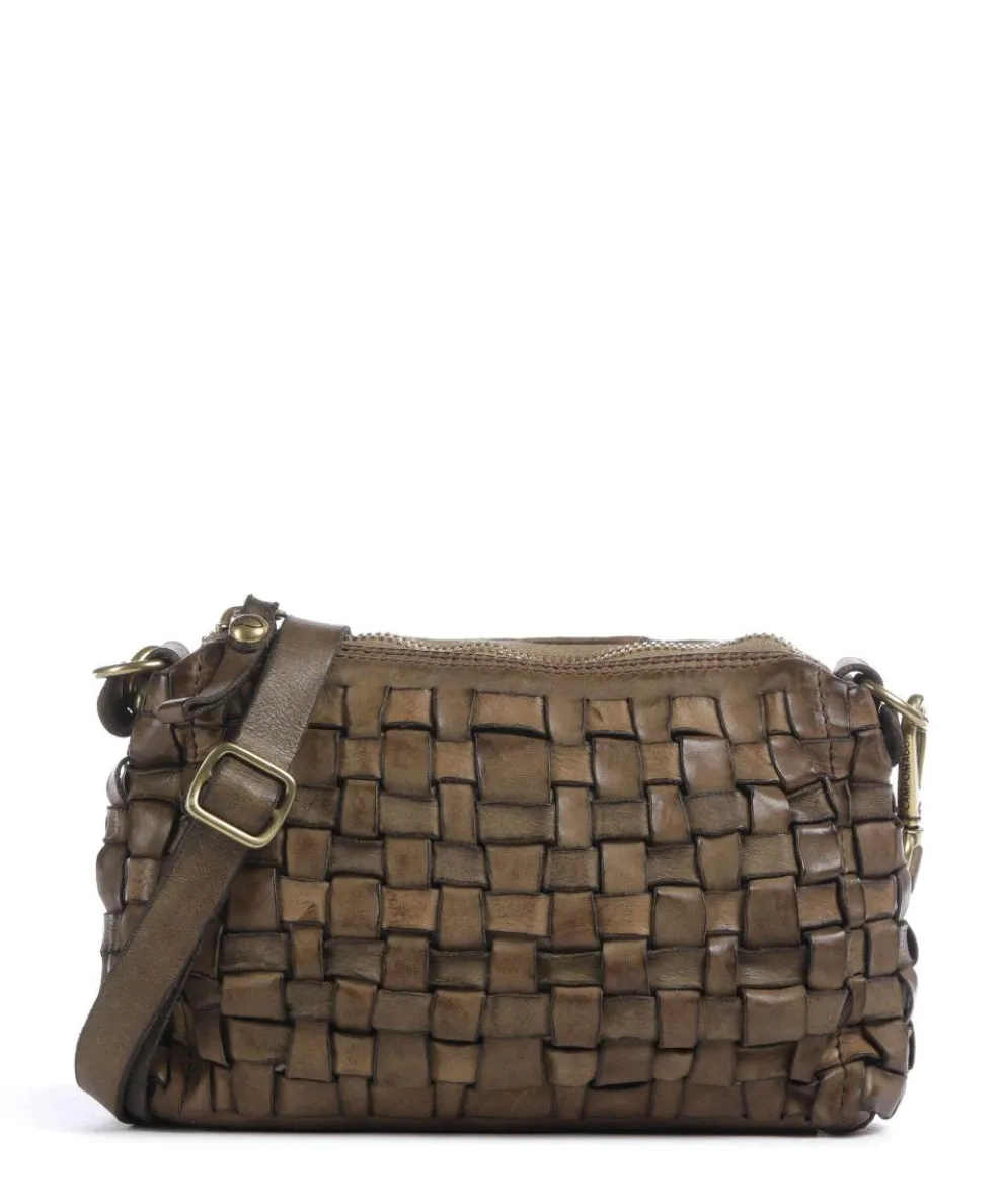 Crossbody bag fine grain cow leather olive-green
