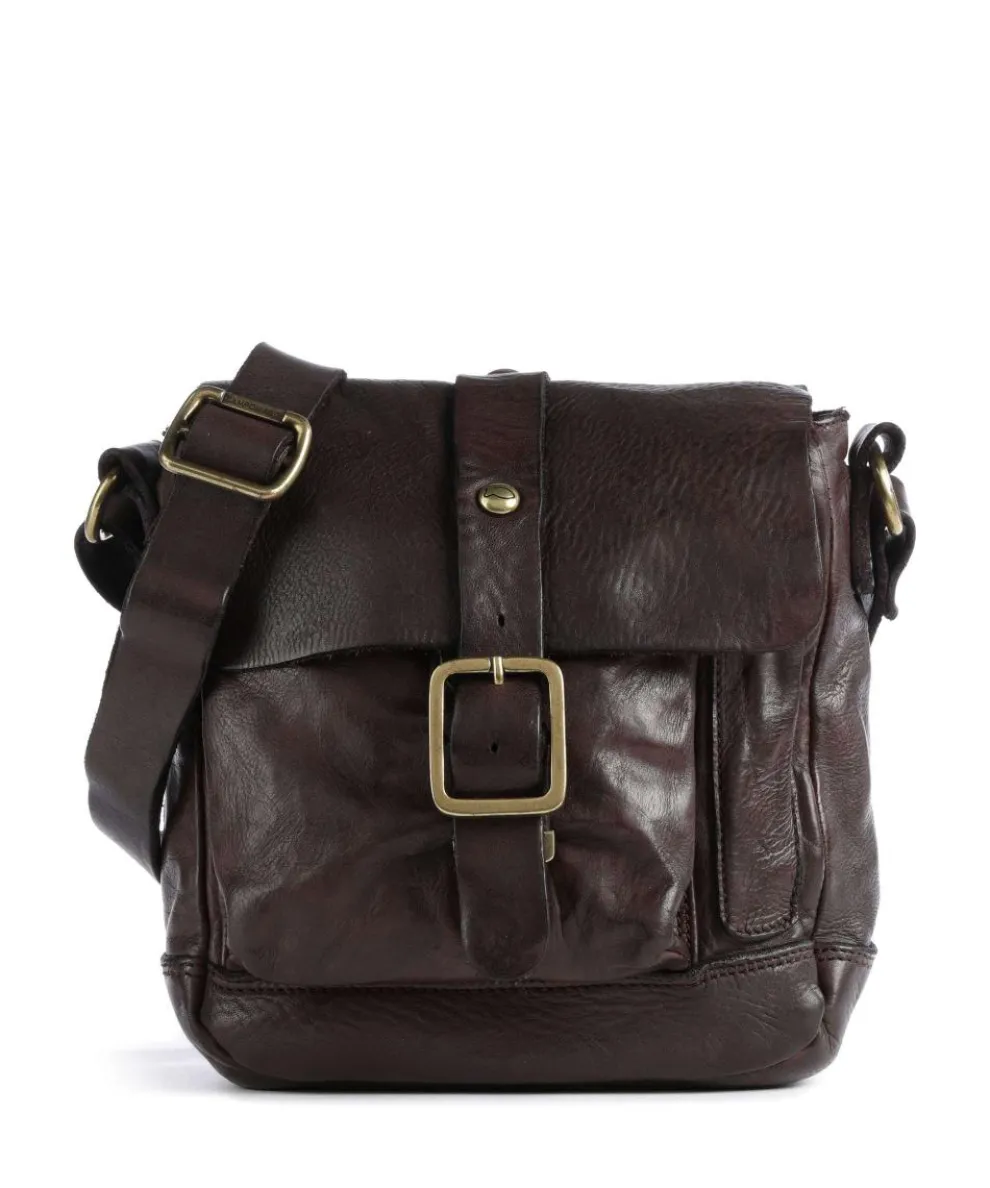 Crossbody bag grained cow leather dark brown