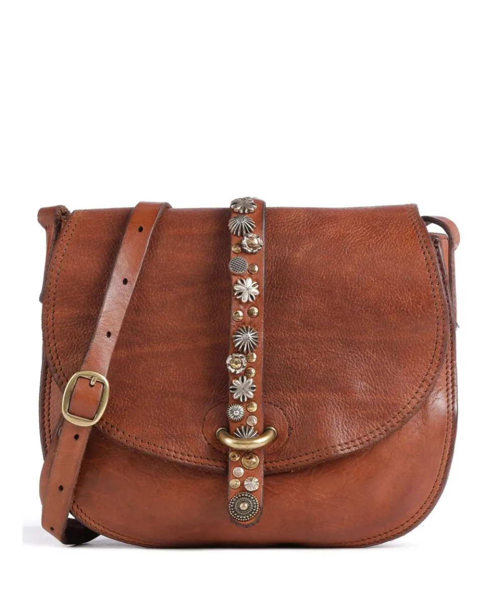 Crossbody bag grained cow leather cognac