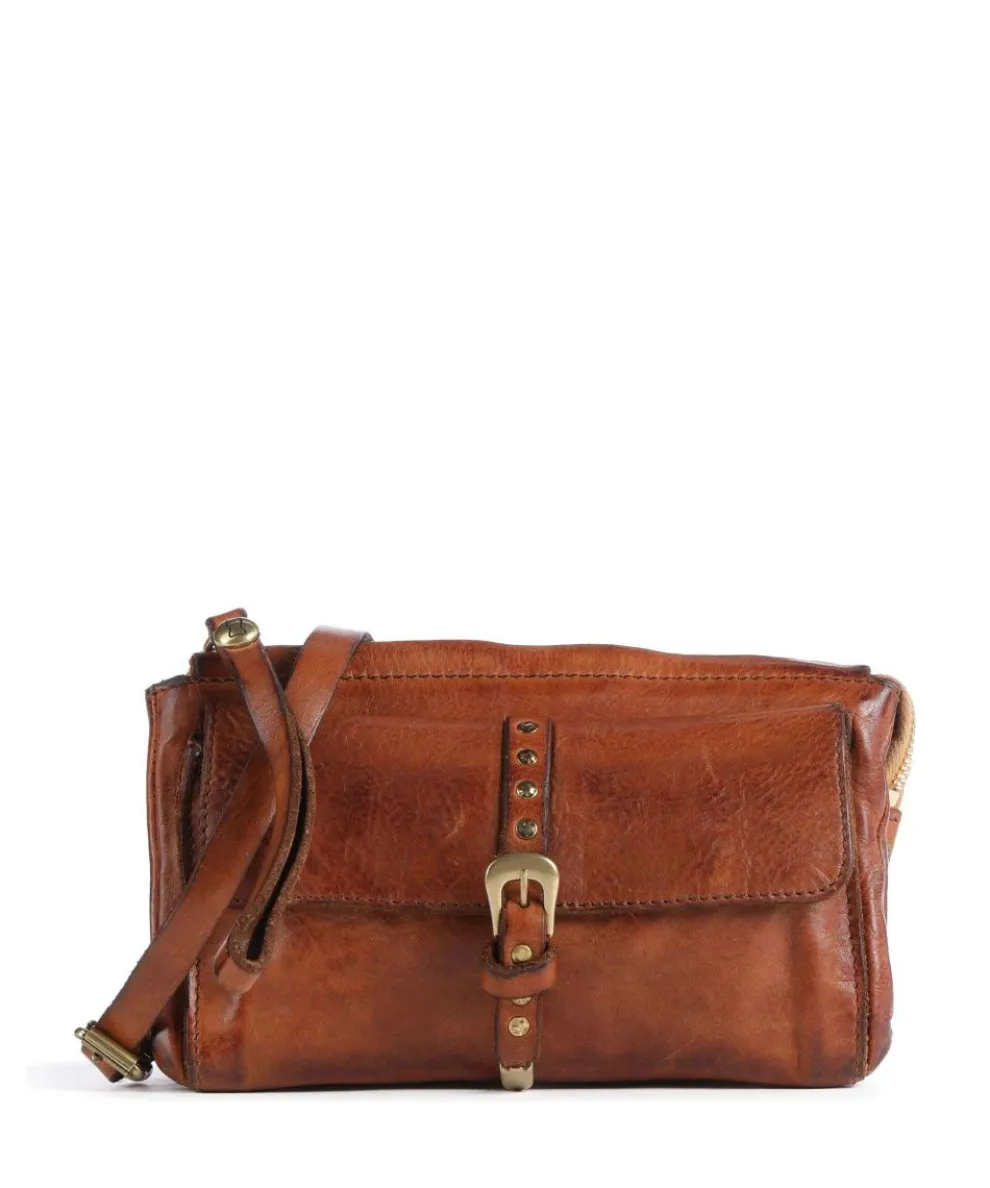 Crossbody bag grained cow leather brown