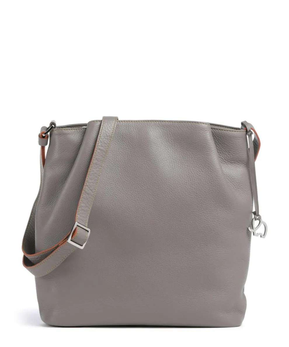 Crossbody bag grained cow leather grey