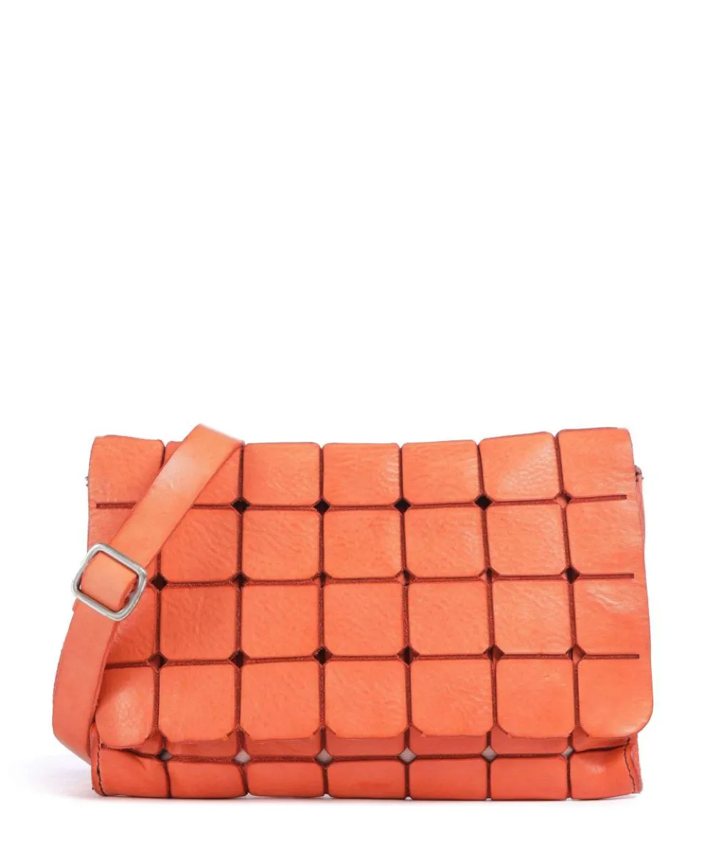 Crossbody bag grained cow leather orange