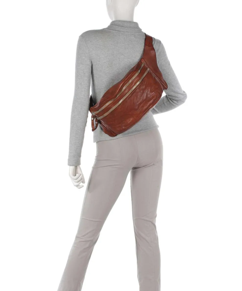 Crossbody bag grained cow leather cognac