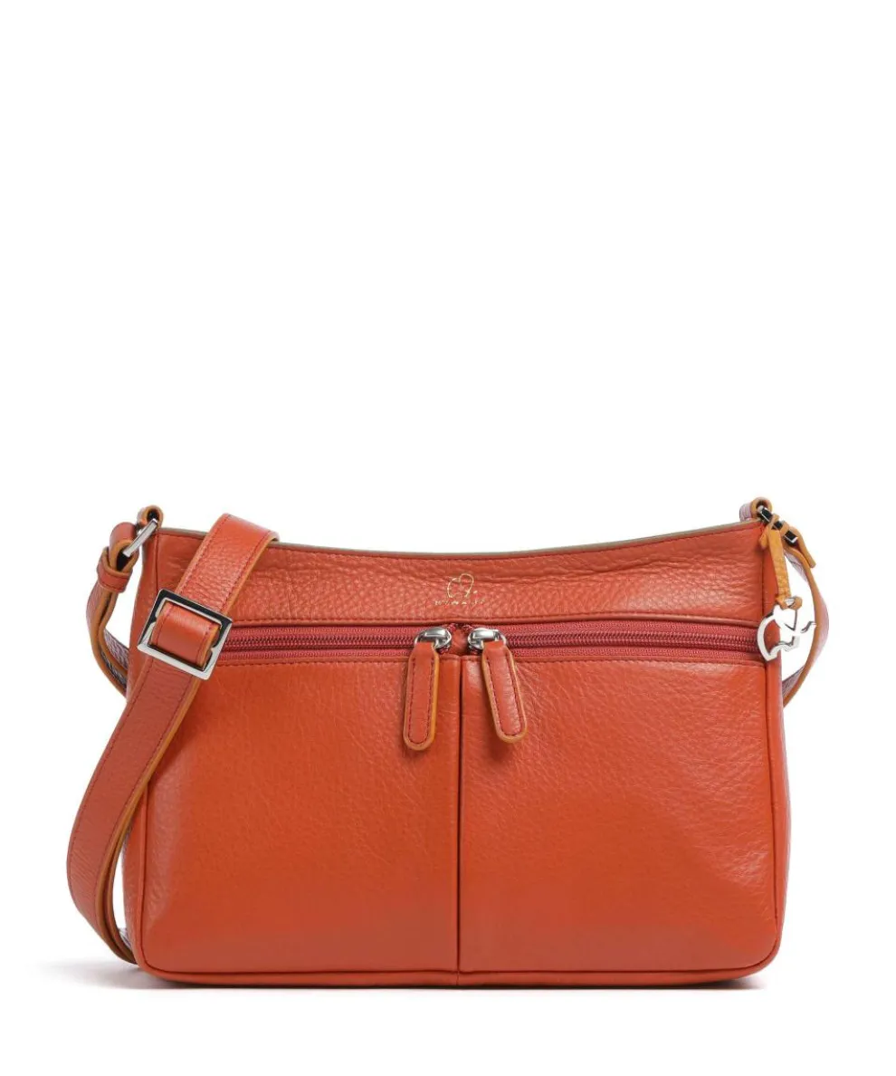 Crossbody bag grained cow leather platino