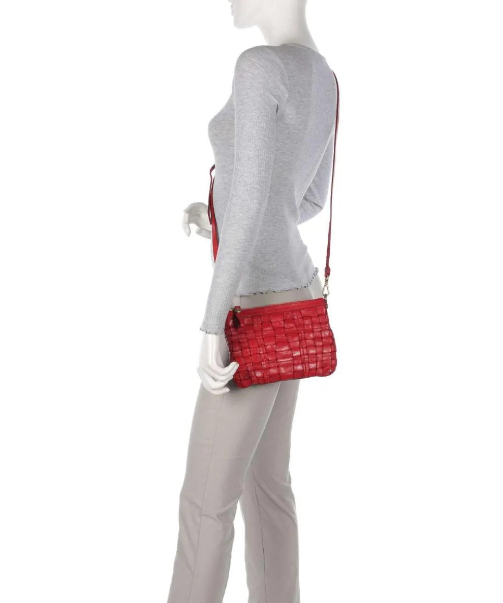 Crossbody bag grained cow leather red
