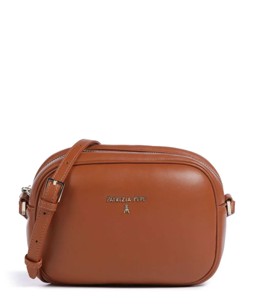 Crossbody bag sheepskin leather brown