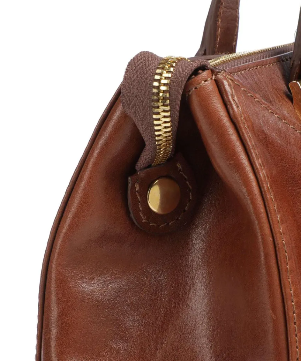 Crown Tote bag fine grain cow leather brown