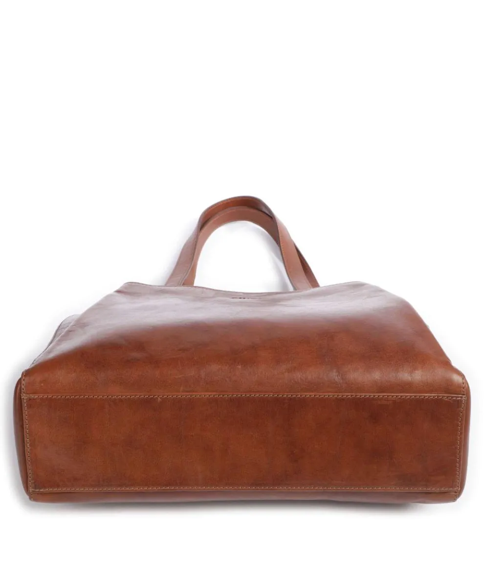 Crown Tote bag fine grain cow leather brown
