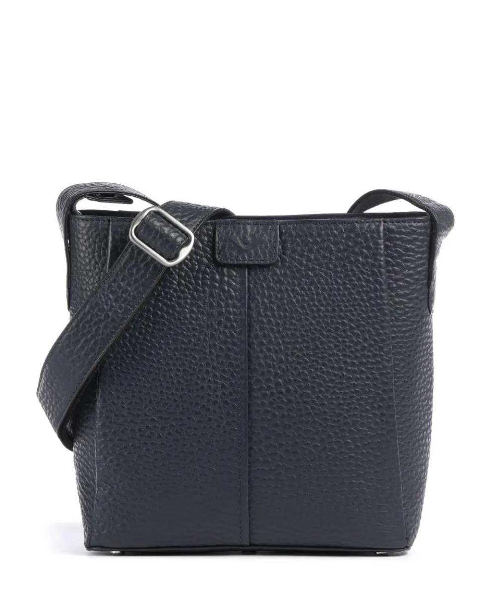 Hirsch Beatrix Crossbody bag grained leather grey-blue
