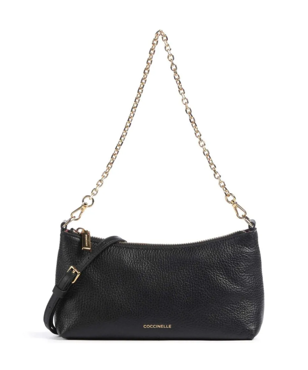 Aura Shoulder bag grained leather black