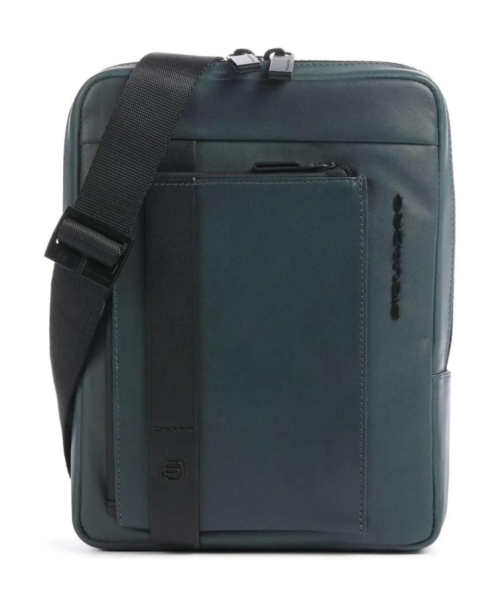 David Crossbody bag 10″ fine grain cow leather dark green