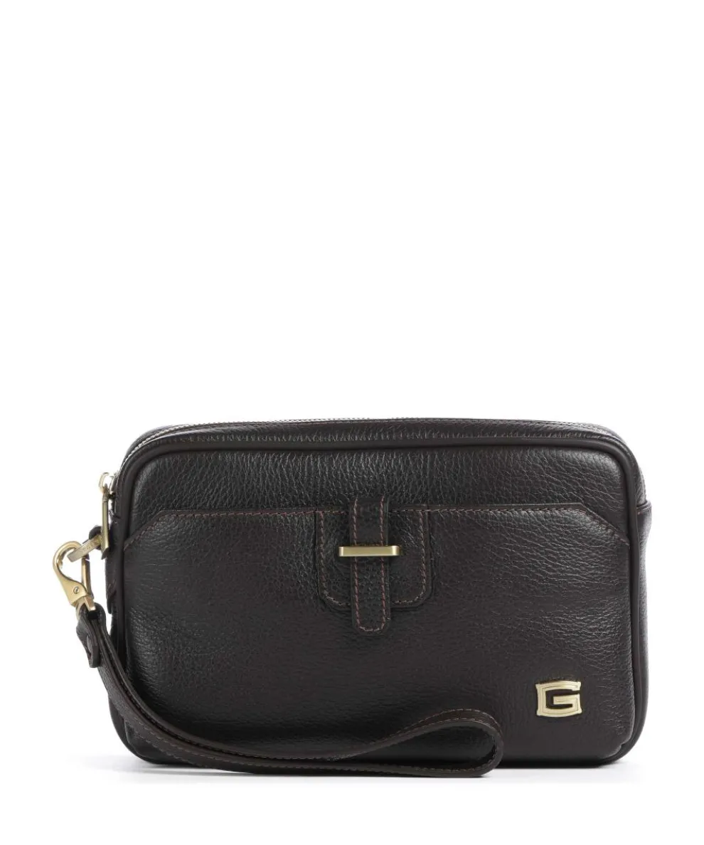 Wristlet grained calfskin dark brown