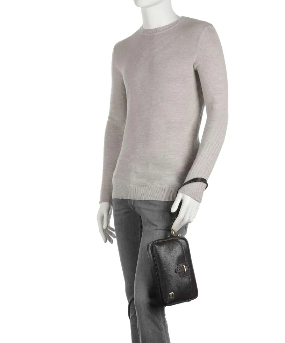 Wristlet grained calfskin dark brown