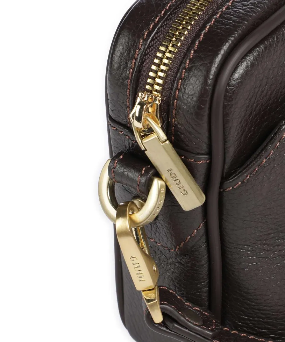 Wristlet grained calfskin dark brown