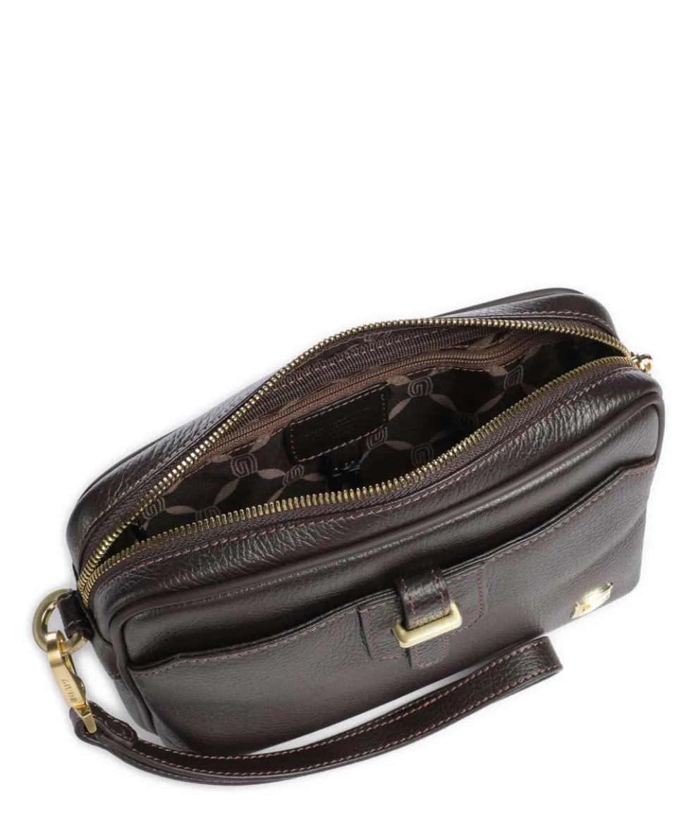 Wristlet grained calfskin dark brown