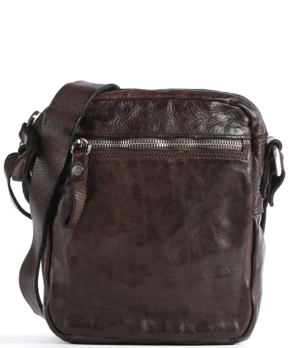 Crossbody bag fine grain cow leather dark brown