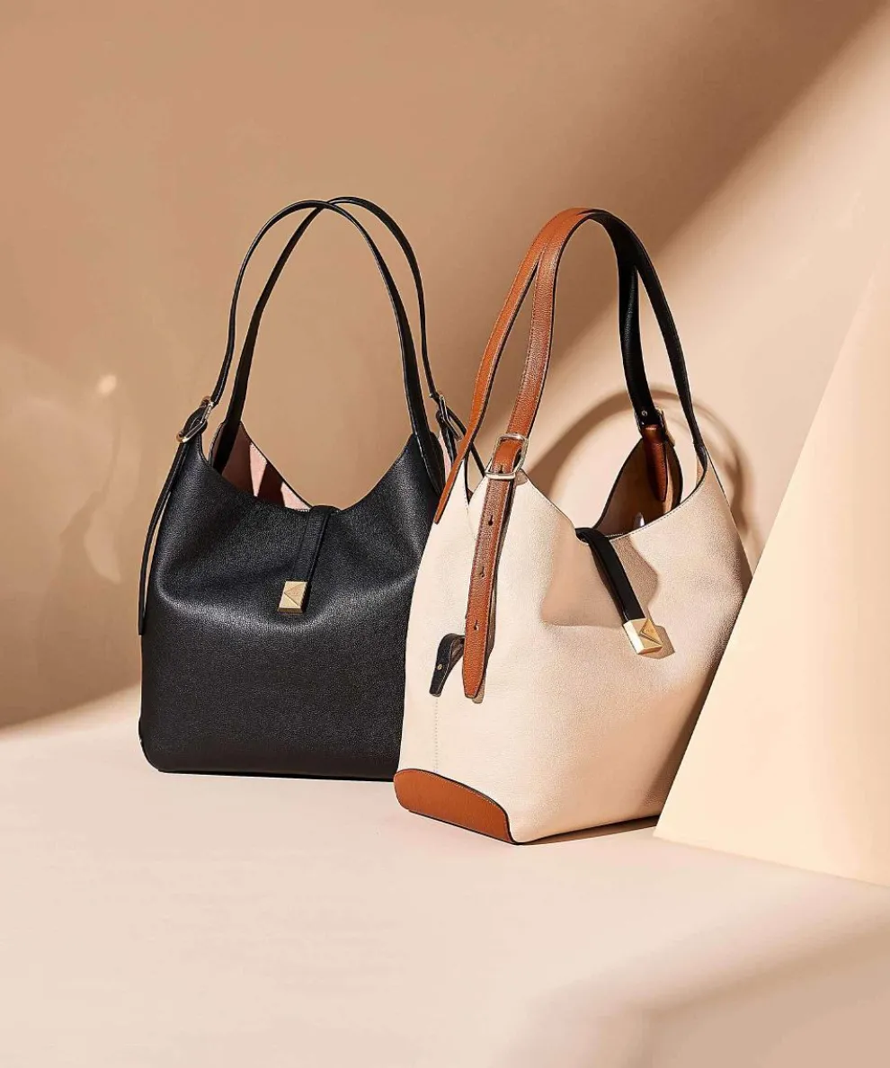 Deco Hobo bag grained cow leather black