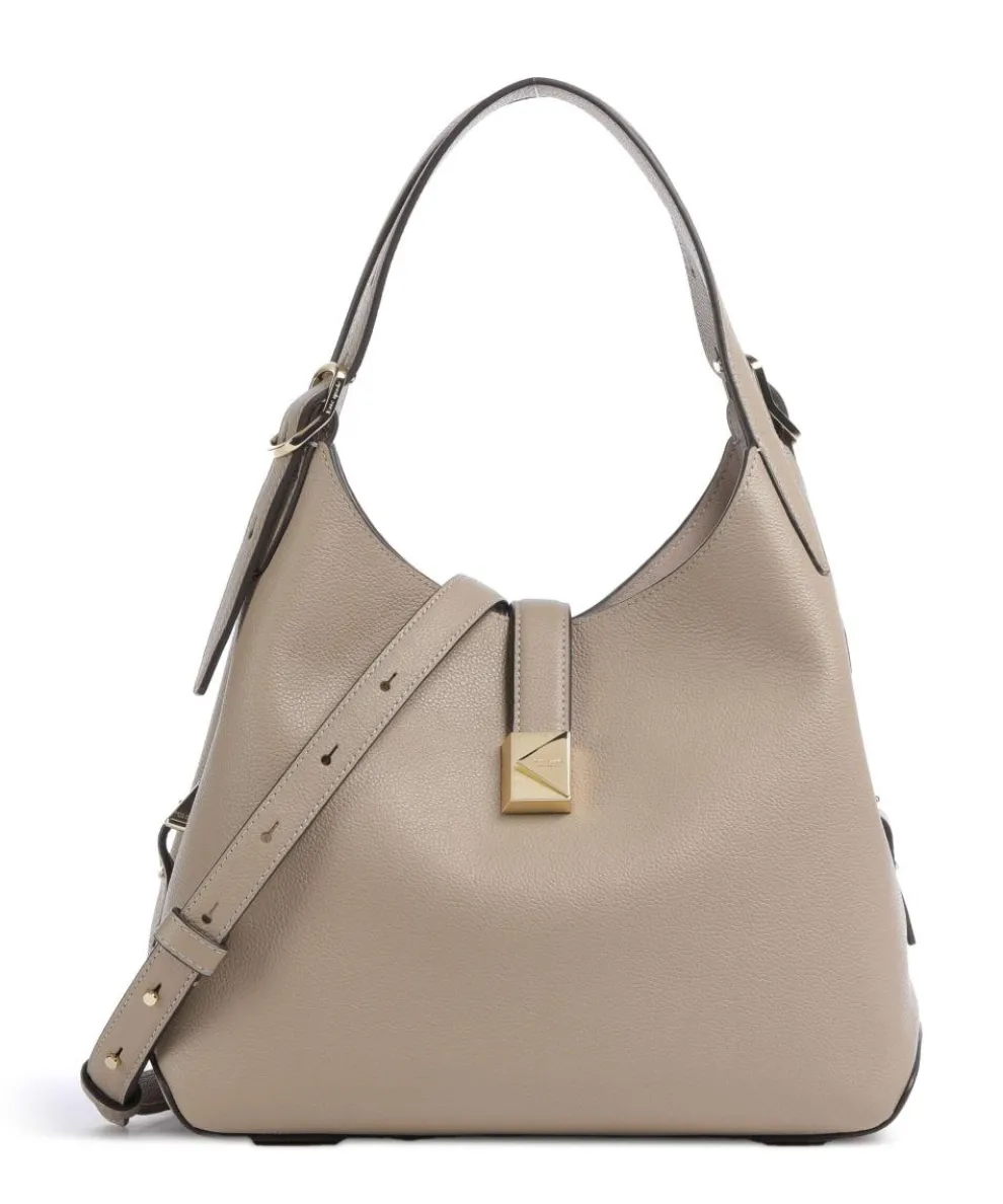 Deco Hobo bag grained cow leather taupe