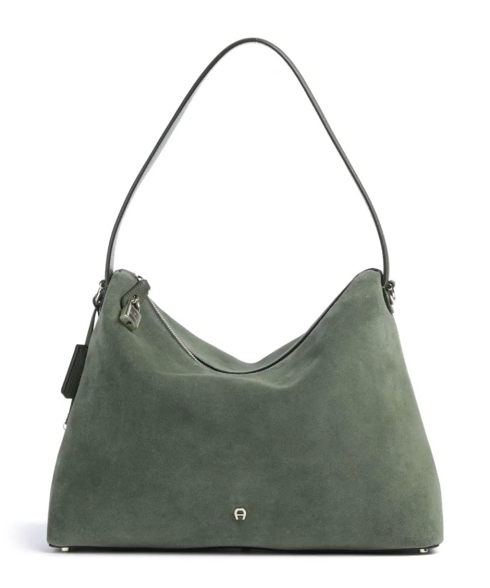 Delia L Hobo bag brushed leather dark green
