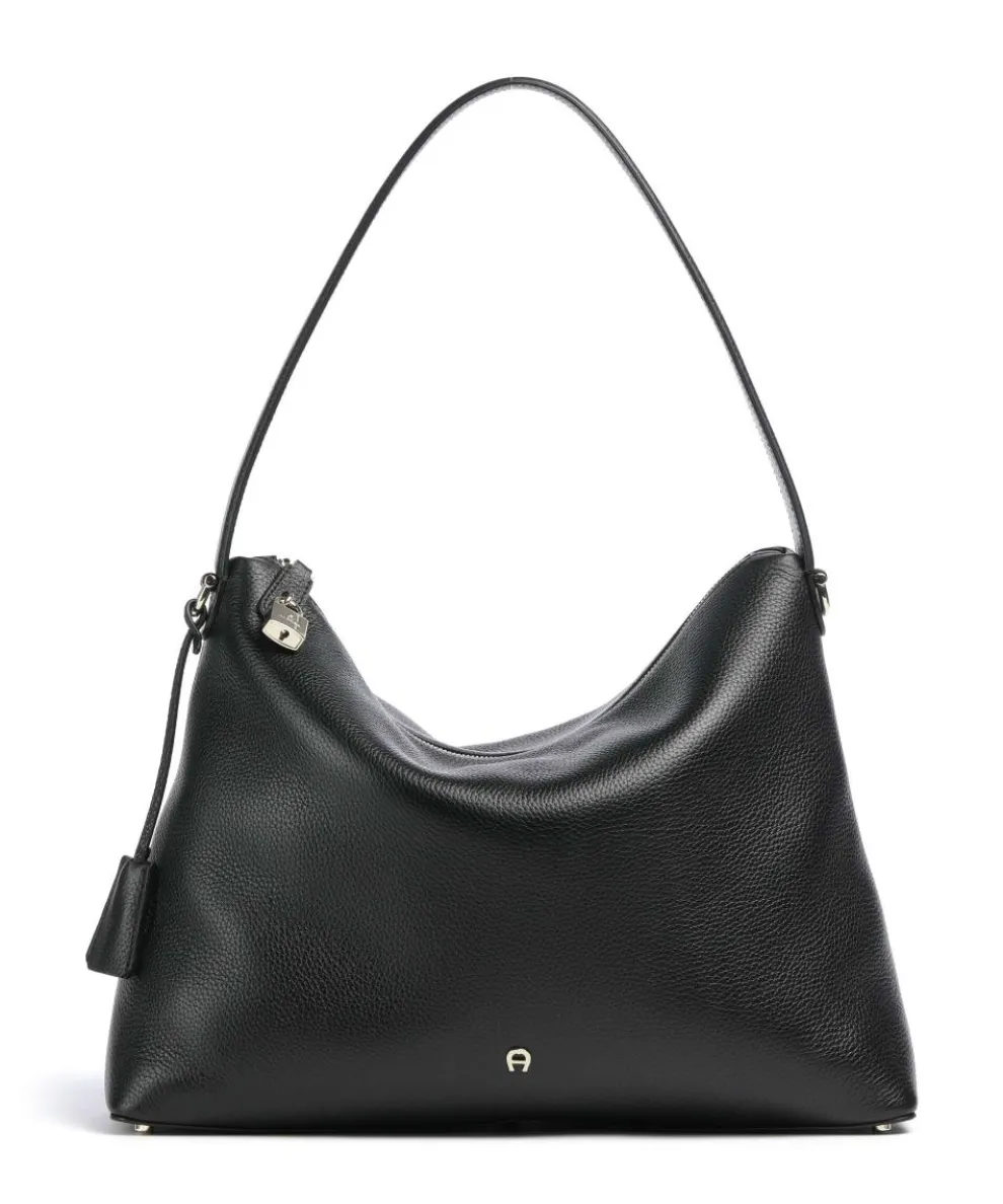 Delia L Hobo bag grained cow leather black