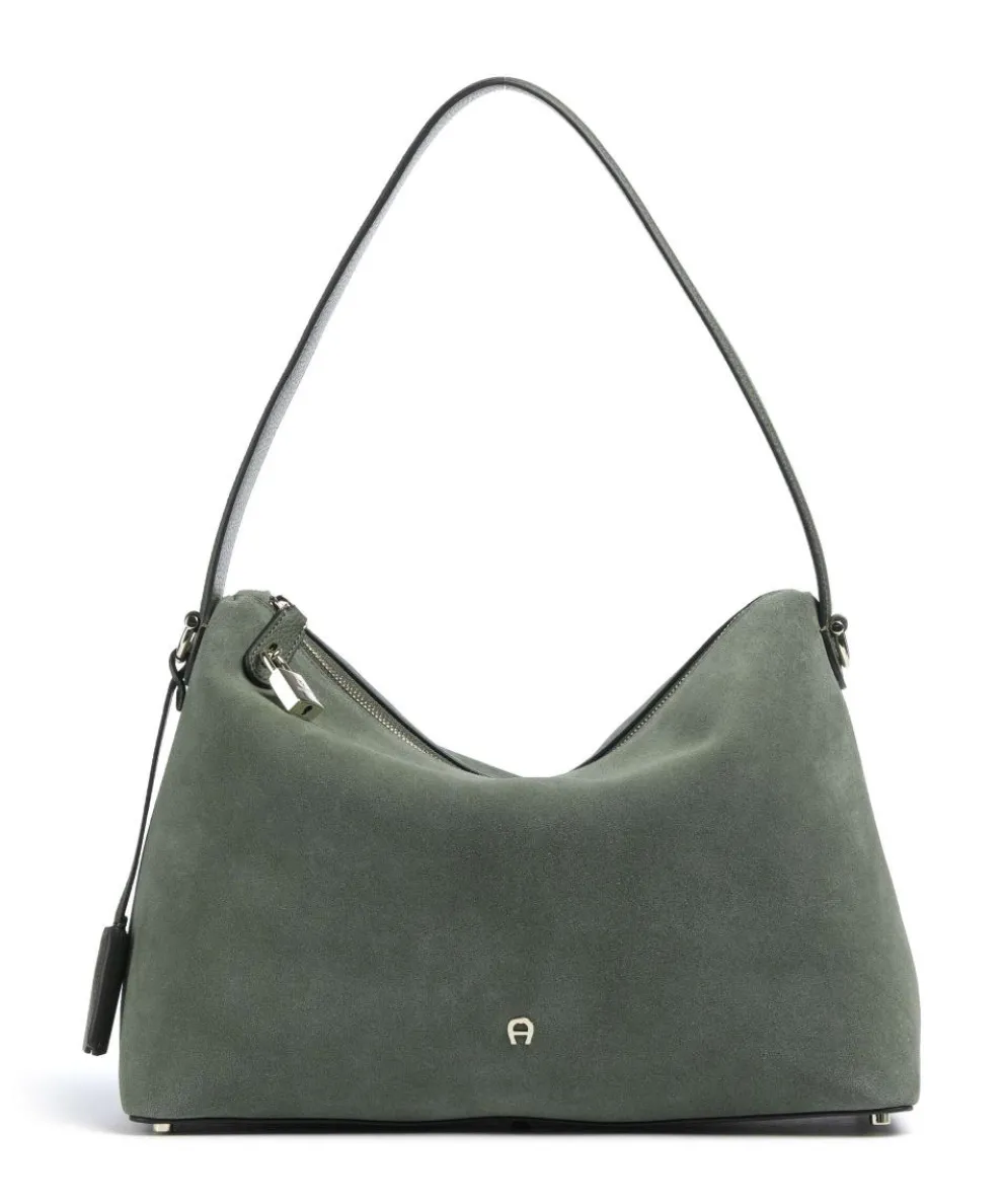 Delia M Hobo bag brushed leather dark green