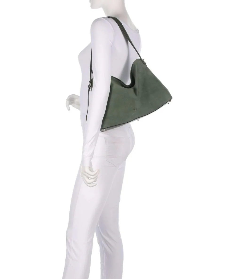 Delia M Hobo bag brushed leather dark green