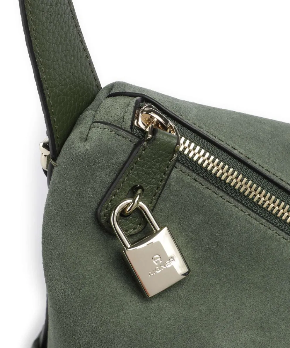 Delia M Hobo bag brushed leather dark green