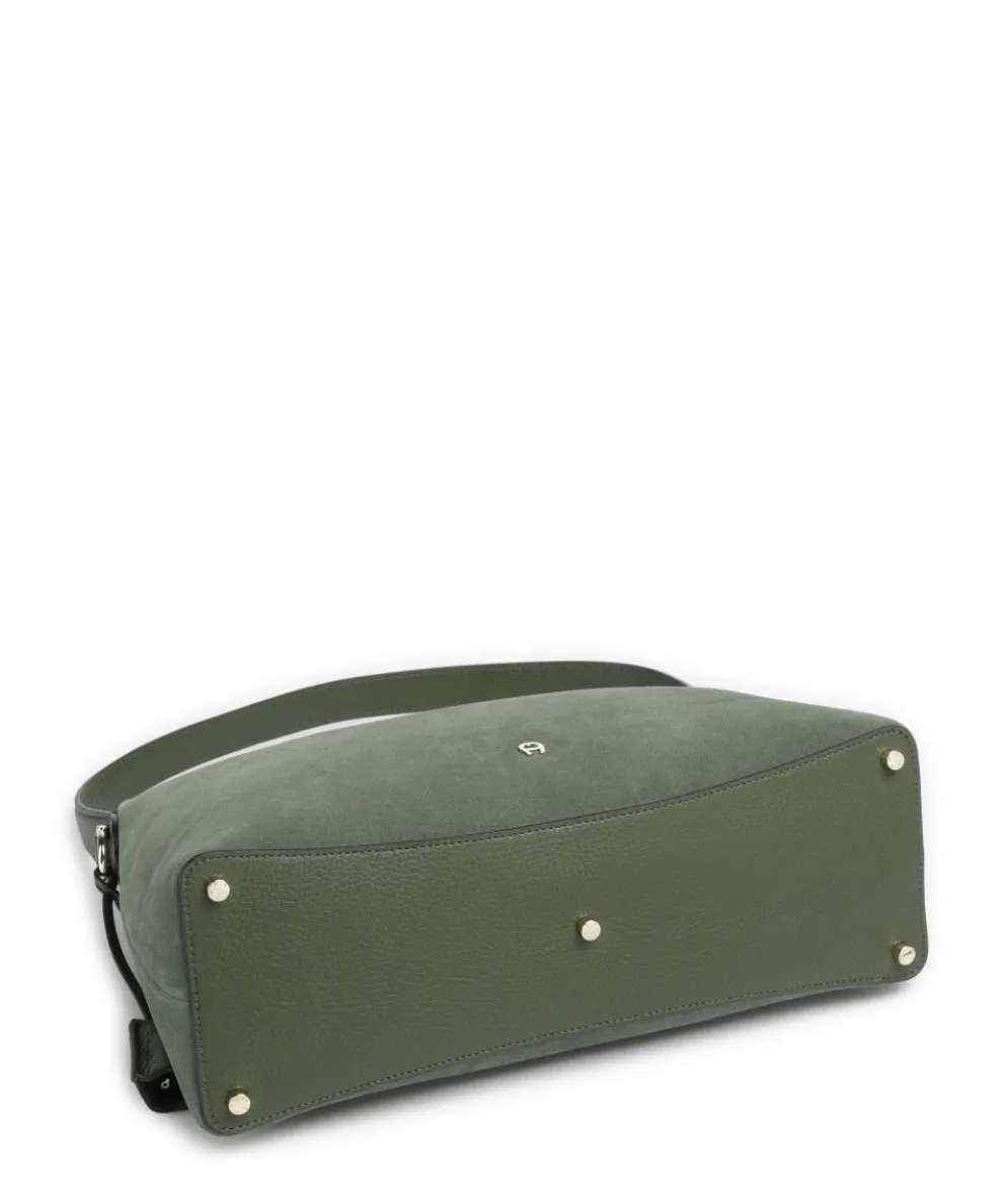 Delia M Hobo bag brushed leather dark green