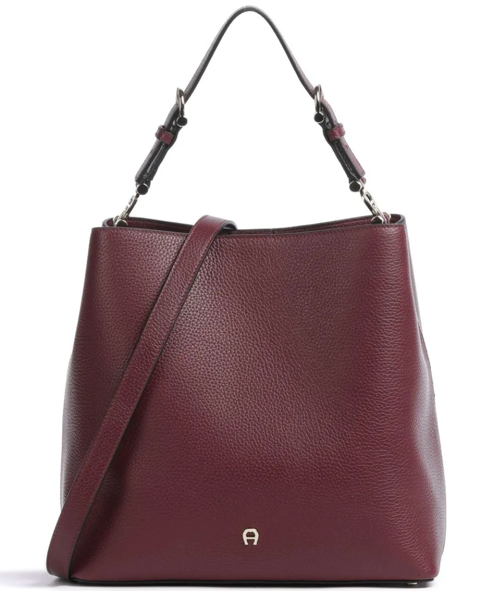 Delia M Hobo bag grained cow leather wine