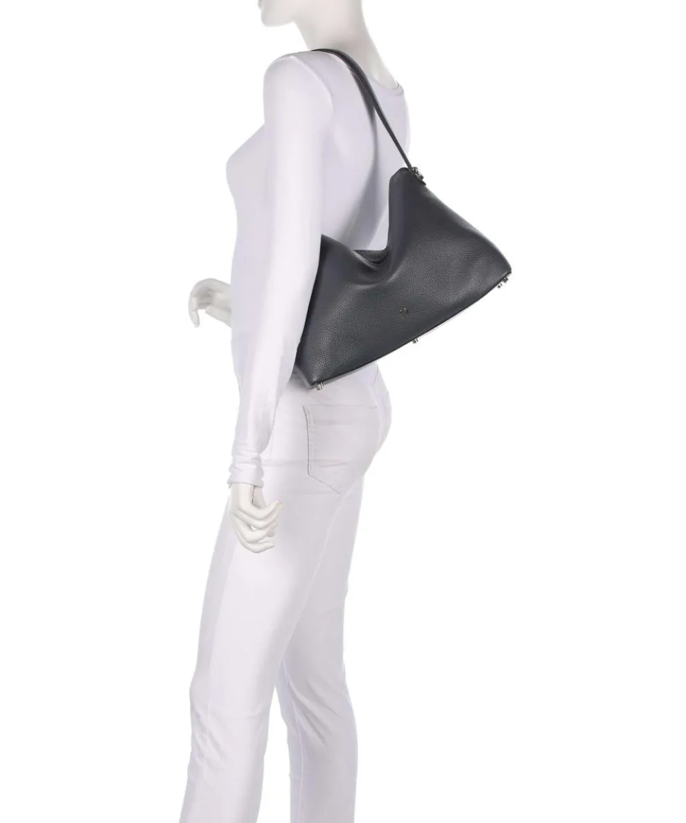 Delia M Hobo bag grained cow leather dark grey