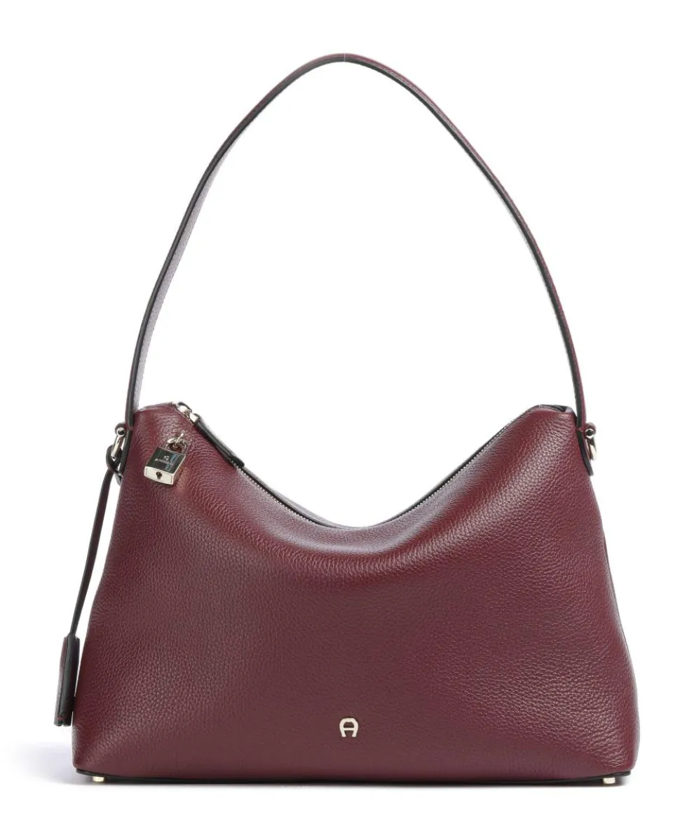 Delia M Hobo bag grained cow leather dark red