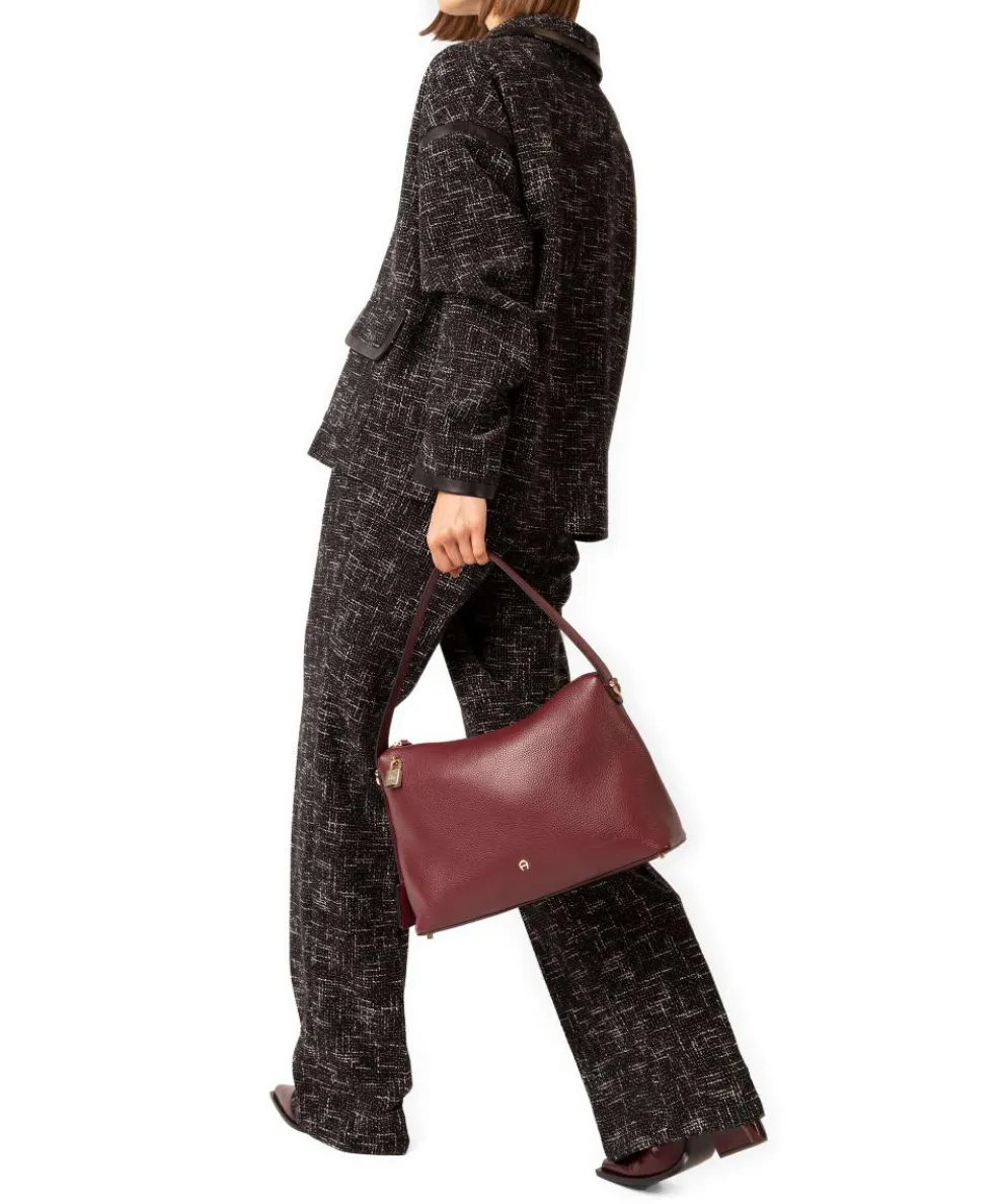 Delia M Hobo bag grained cow leather dark red