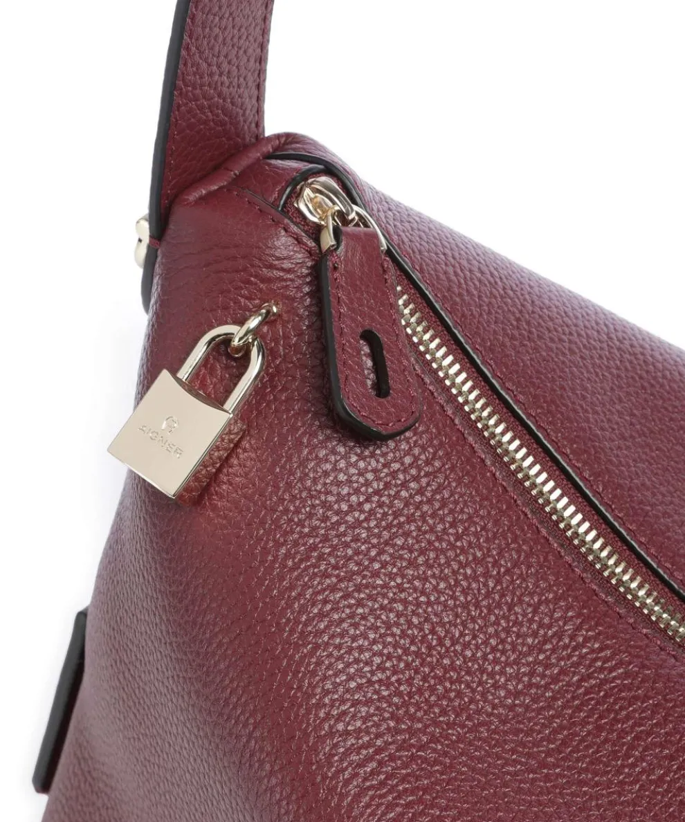 Delia M Hobo bag grained cow leather dark red
