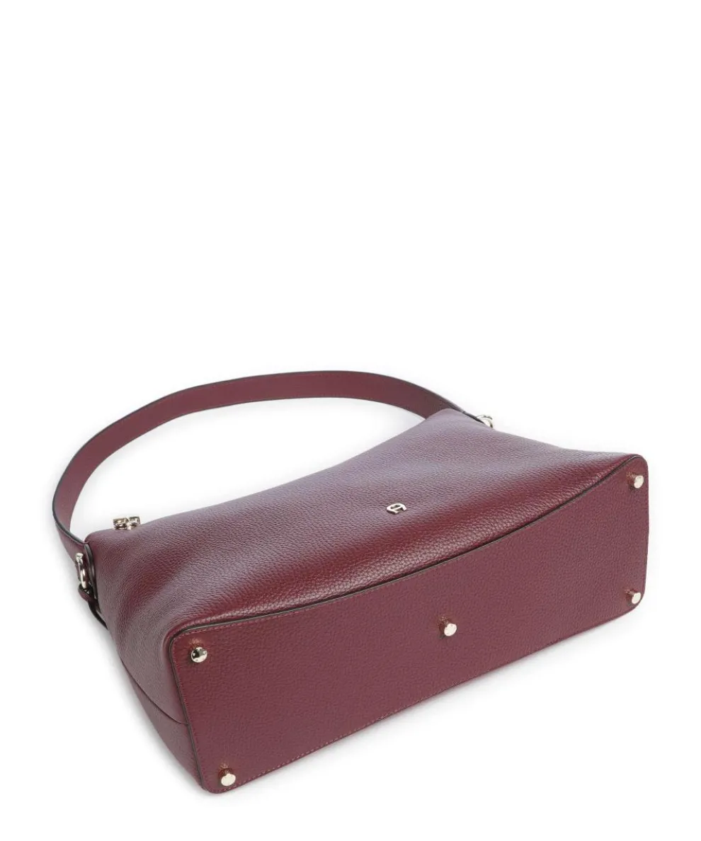 Delia M Hobo bag grained cow leather dark red