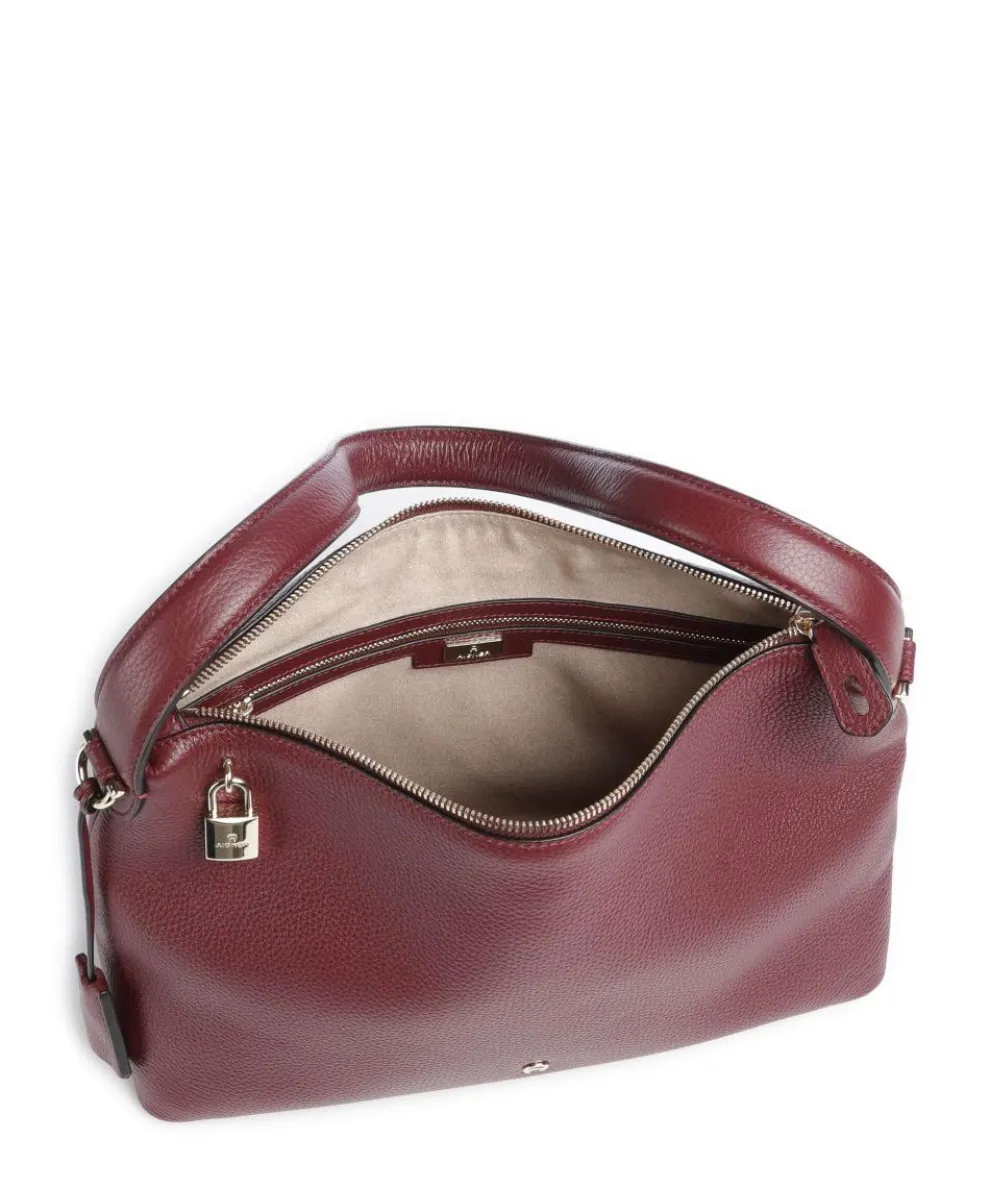 Delia M Hobo bag grained cow leather dark red
