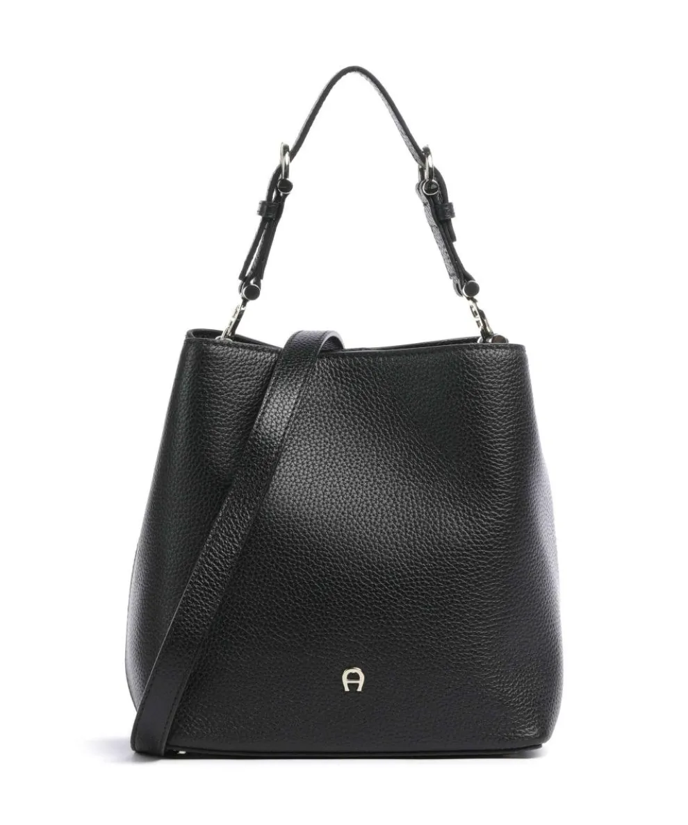 Delia S Bucket bag grained cow leather black