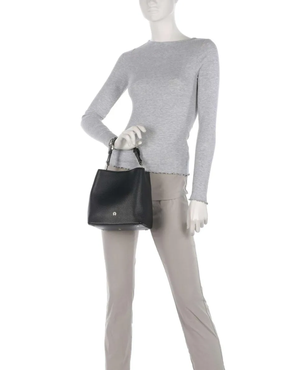 Delia S Bucket bag grained cow leather black